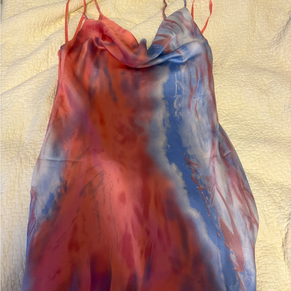 Hello Molly Pink and Blue Tie-Dye Mini Dress
